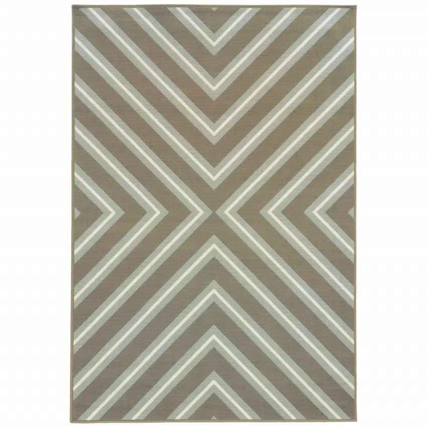 9' X 13' Grey Geometric Stain Resistant Indoor Outdoor Area Rug Photo 1