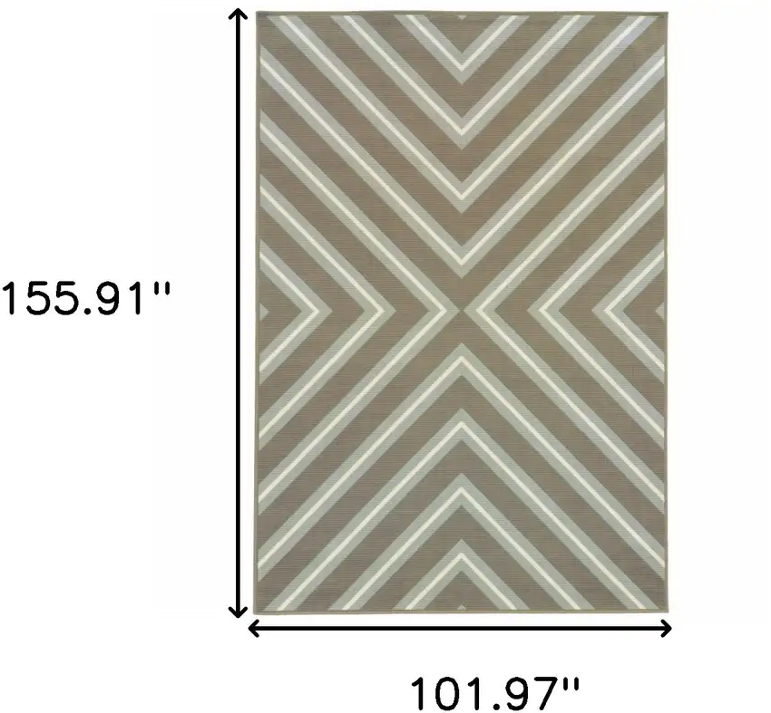 9' X 13' Grey Geometric Stain Resistant Indoor Outdoor Area Rug Photo 6