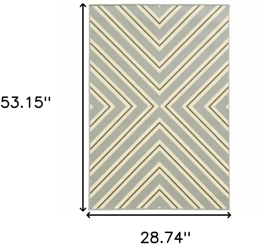 3' X 5' Grey Geometric Stain Resistant Indoor Outdoor Area Rug Photo 5