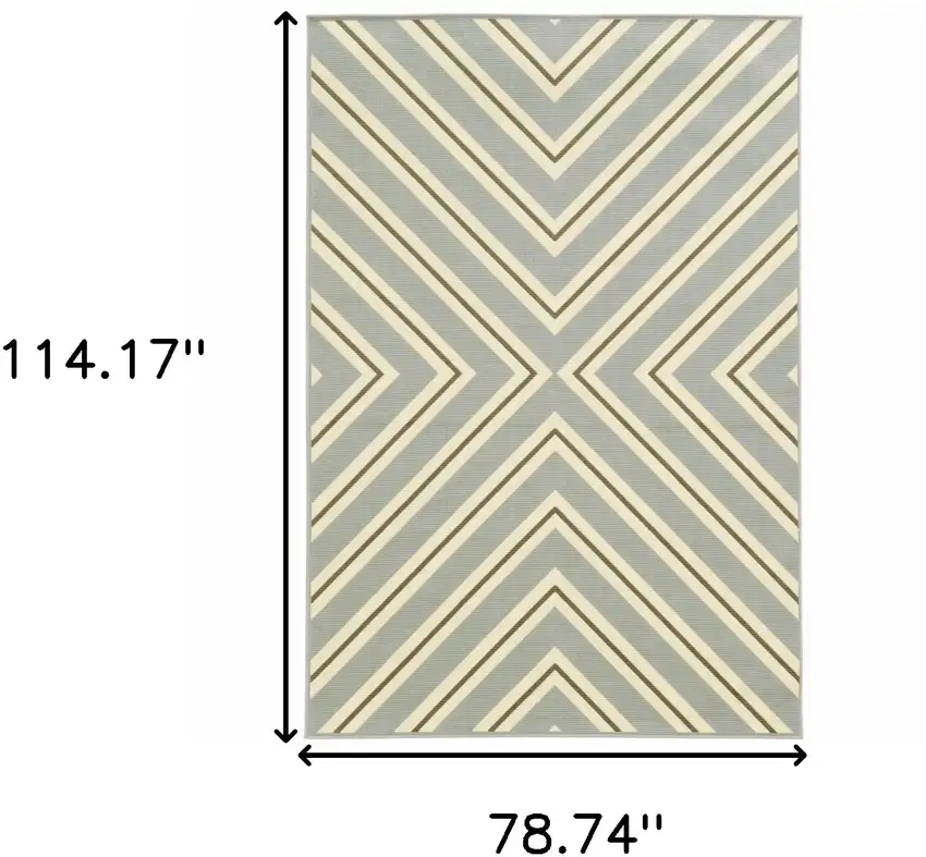 6' X 9' Grey Geometric Stain Resistant Indoor Outdoor Area Rug Photo 5
