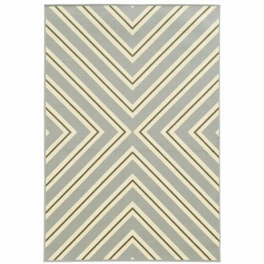 9' X 13' Grey Geometric Stain Resistant Indoor Outdoor Area Rug Photo 1