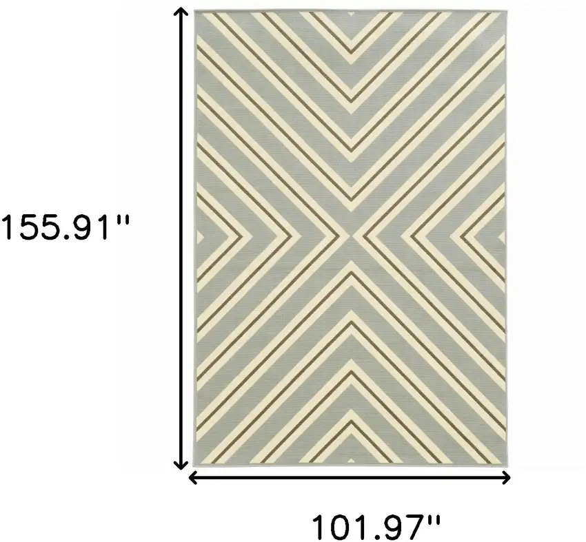 9' X 13' Grey Geometric Stain Resistant Indoor Outdoor Area Rug Photo 5