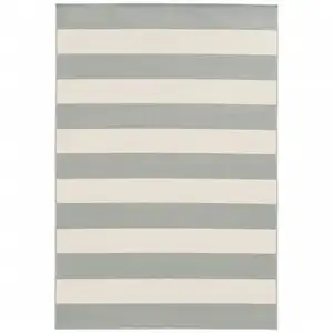 Photo of 9' X 13' Grey Geometric Stain Resistant Indoor Outdoor Area Rug