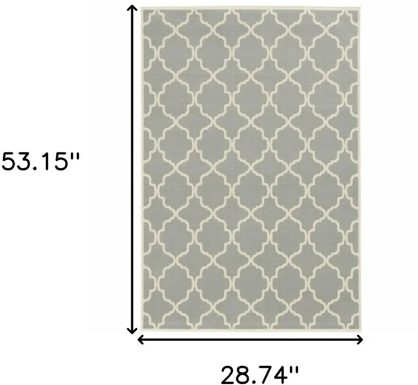 3' X 5' Grey Geometric Stain Resistant Indoor Outdoor Area Rug Photo 6