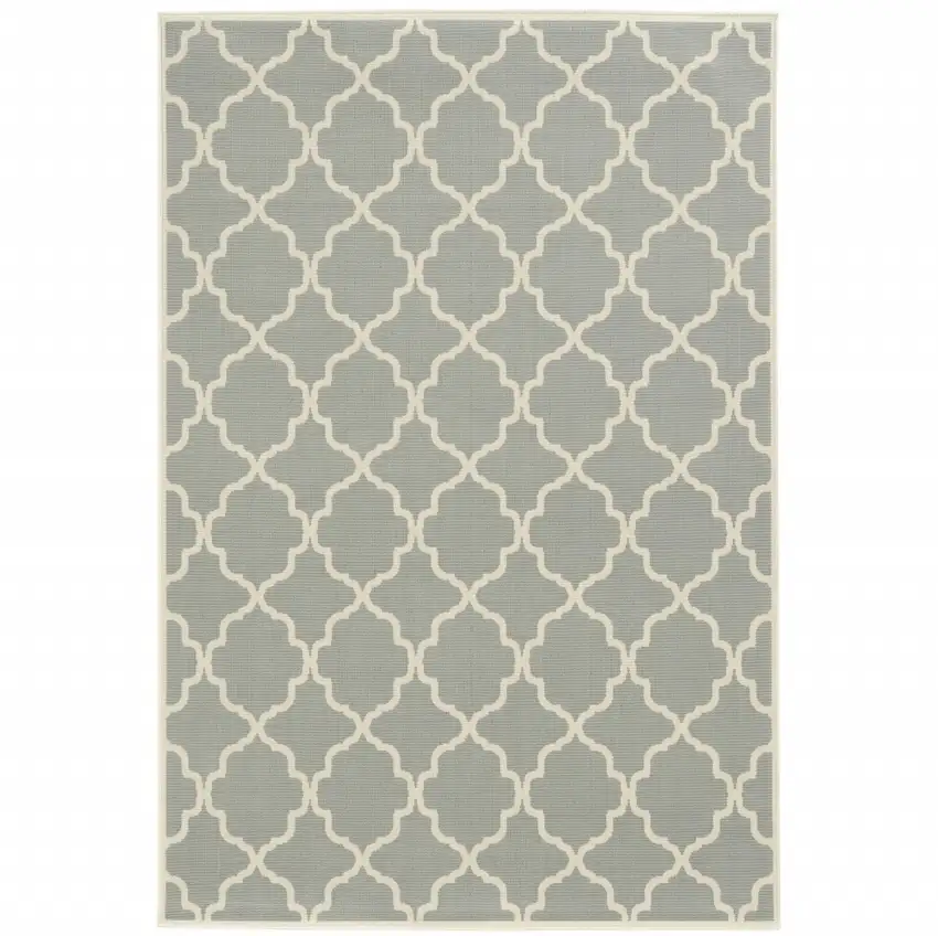 9' X 13' Grey Geometric Stain Resistant Indoor Outdoor Area Rug Photo 1