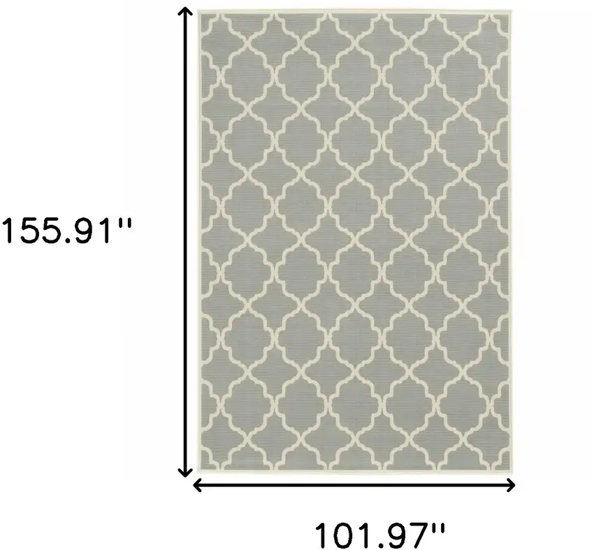 9' X 13' Grey Geometric Stain Resistant Indoor Outdoor Area Rug Photo 6