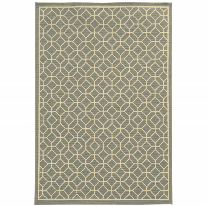 3' X 5' Grey Geometric Stain Resistant Indoor Outdoor Area Rug Photo 1