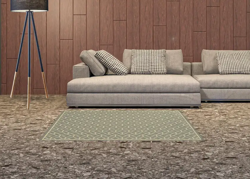 3' X 5' Grey Geometric Stain Resistant Indoor Outdoor Area Rug Photo 2