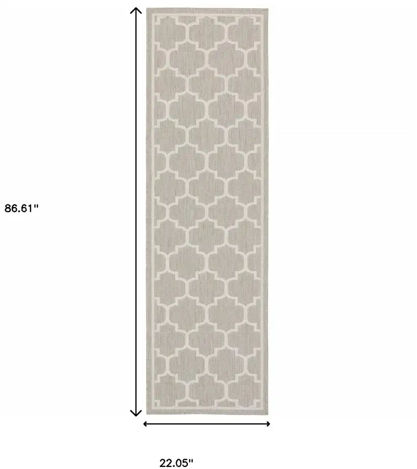 2' X 7' Grey Geometric Stain Resistant Indoor Outdoor Area Rug Photo 7