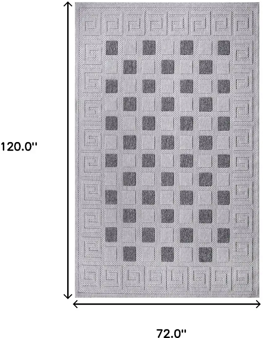 6' X 9' Grey Geometric Stain Resistant Non Skid Indoor Outdoor Area Rug Photo 9