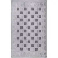 Photo of 6' X 9' Grey Geometric Stain Resistant Non Skid Indoor Outdoor Area Rug