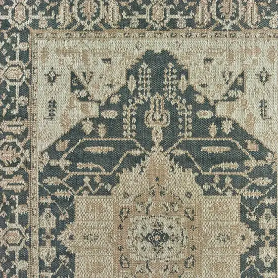 Gray Oriental Stain Resistant Indoor Outdoor Area Rug Photo 3