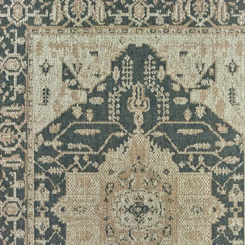 Gray Oriental Stain Resistant Indoor Outdoor Area Rug Photo 3