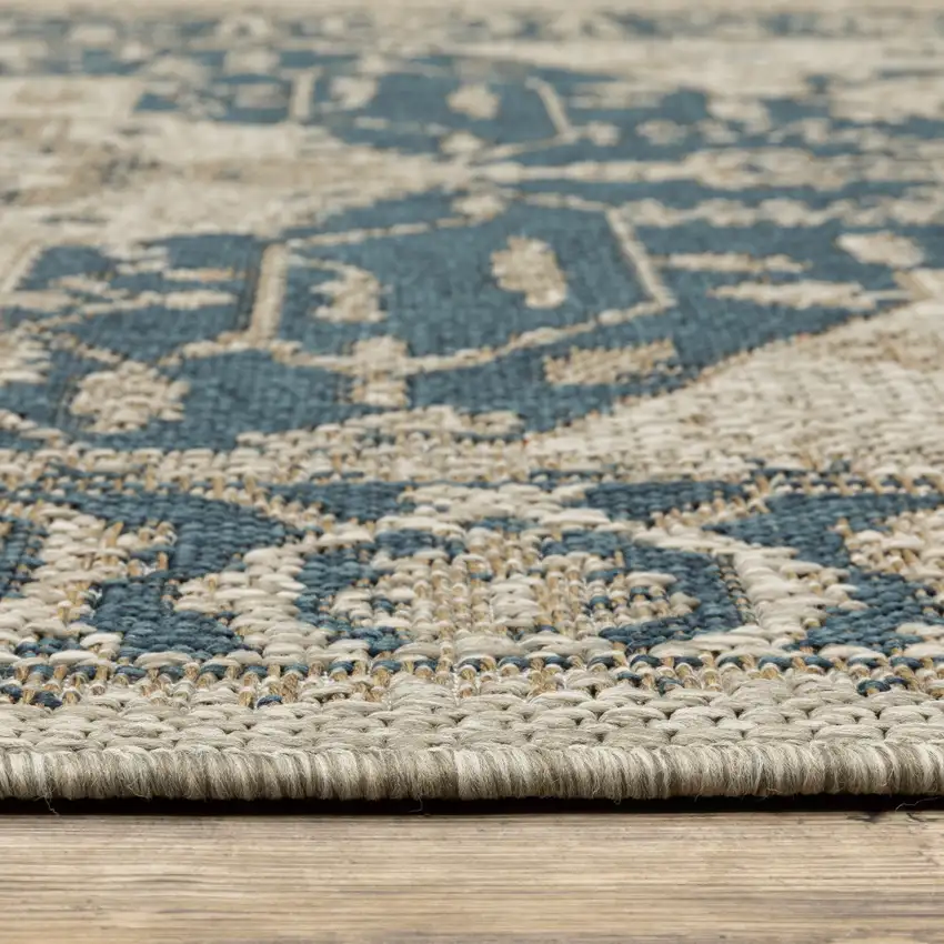 6' X 9' Grey Oriental Stain Resistant Indoor Outdoor Area Rug Photo 9