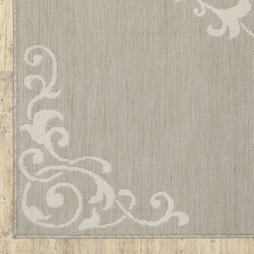 2' X 7' Grey Oriental Stain Resistant Indoor Outdoor Area Rug Photo 3