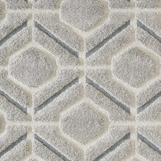 Light Gray Dark Gray And Teal Geometric Shag Area Rug Photo 3