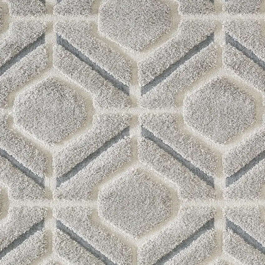 Light Gray Dark Gray And Teal Geometric Shag Area Rug Photo 3