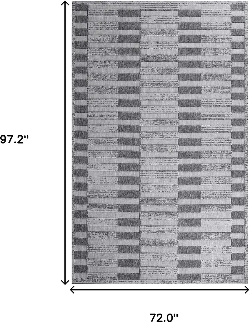 6' X 9' Grey Striped Stain Resistant Non Skid Indoor Outdoor Area Rug Photo 8