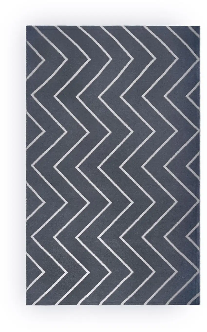 3' X 5' Grey Waves Stain Resistant Indoor Outdoor Area Rug Photo 1