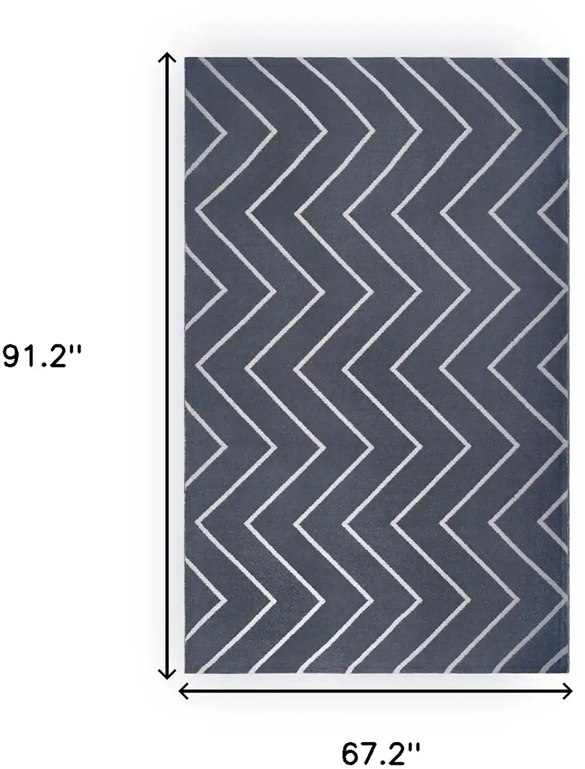 5' X 7' Grey Waves Stain Resistant Indoor Outdoor Area Rug Photo 9