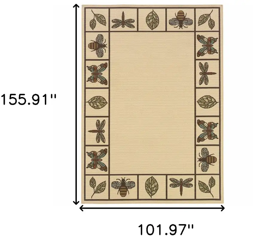 9' X 13' Ivory Abstract Stain Resistant Indoor Outdoor Area Rug Photo 5
