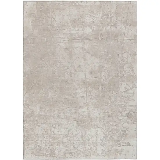 3' X 4' Ivory Abstract Washable Non Skid Indoor Outdoor Area Rug Photo 2