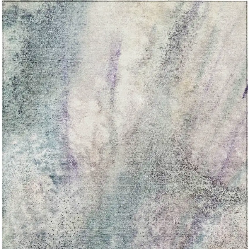 Ivory Abstract Washable Non Skid Indoor Outdoor Area Rug Photo 6