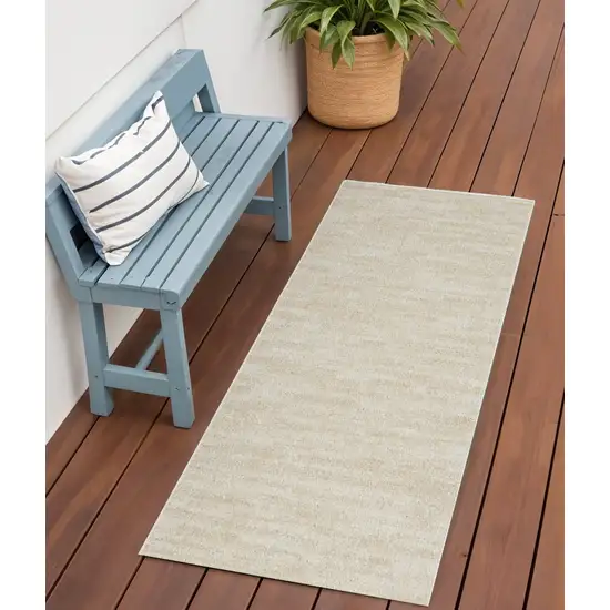 Beige And Ivory Indoor Outdoor Runner Rug Photo 1