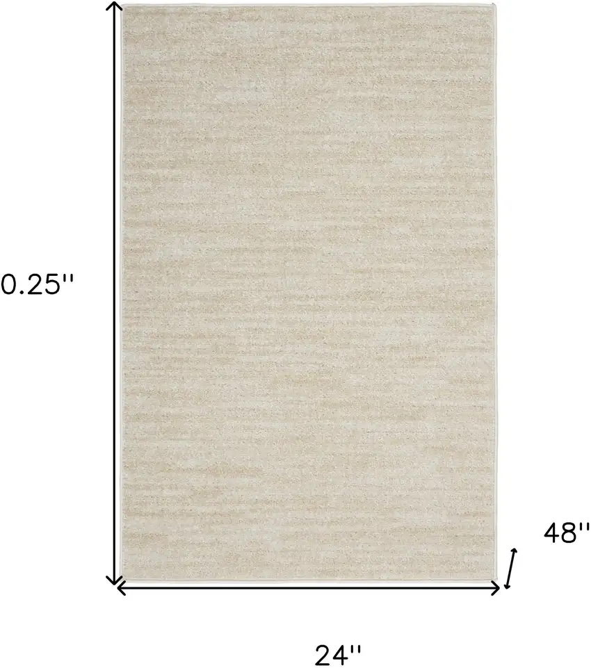 2' X 4' Ivory And Beige Non Skid Indoor Outdoor Runner Rug Photo 5