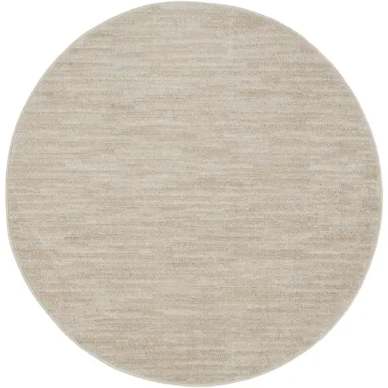 4' Beige And Ivory Round Indoor Outdoor Area Rug Photo 3