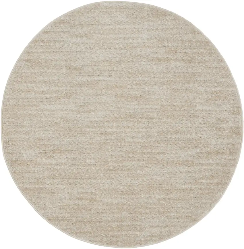 4' Beige And Ivory Round Indoor Outdoor Area Rug Photo 3