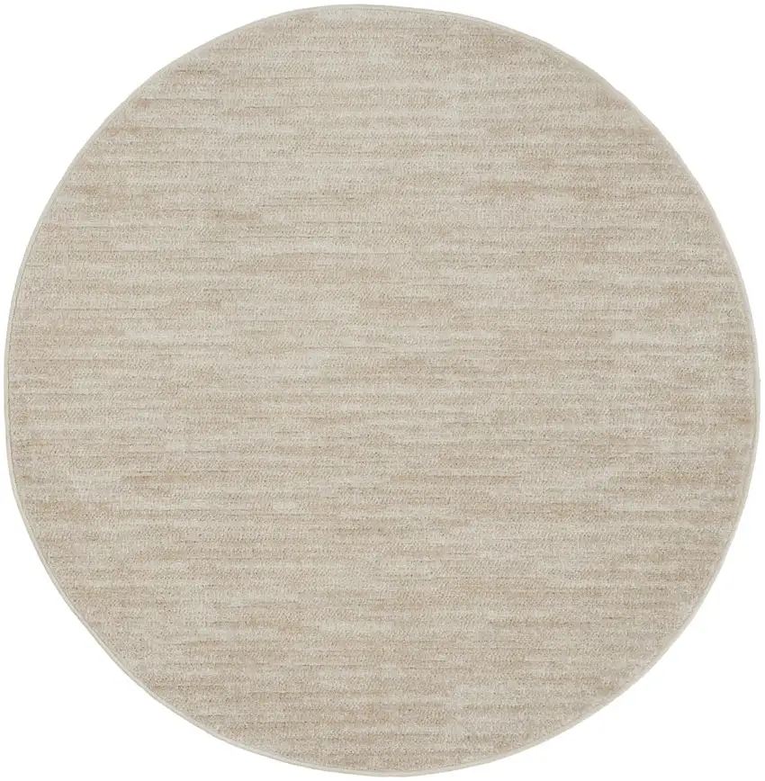 4' X 4' Ivory And Beige Round Non Skid Indoor Outdoor Area Rug Photo 3