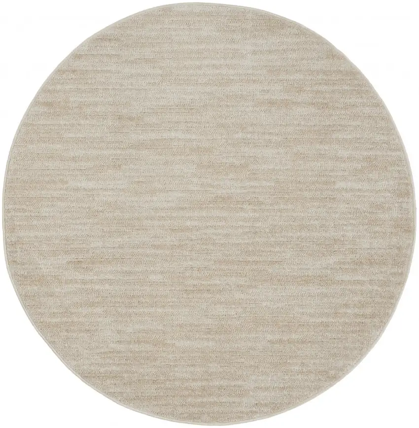 4' X 4' Ivory And Beige Round Non Skid Indoor Outdoor Area Rug Photo 1