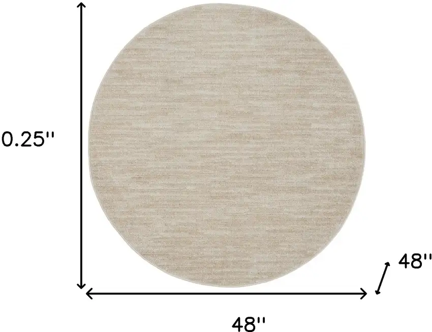 4' X 4' Ivory And Beige Round Non Skid Indoor Outdoor Area Rug Photo 5