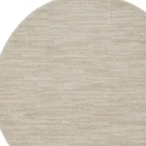 Photo of 4' X 4' Ivory And Beige Round Non Skid Indoor Outdoor Area Rug