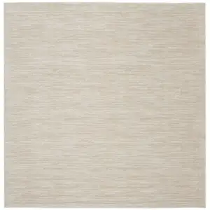 Photo of 7' X 7' Ivory And Beige Square Non Skid Indoor Outdoor Area Rug