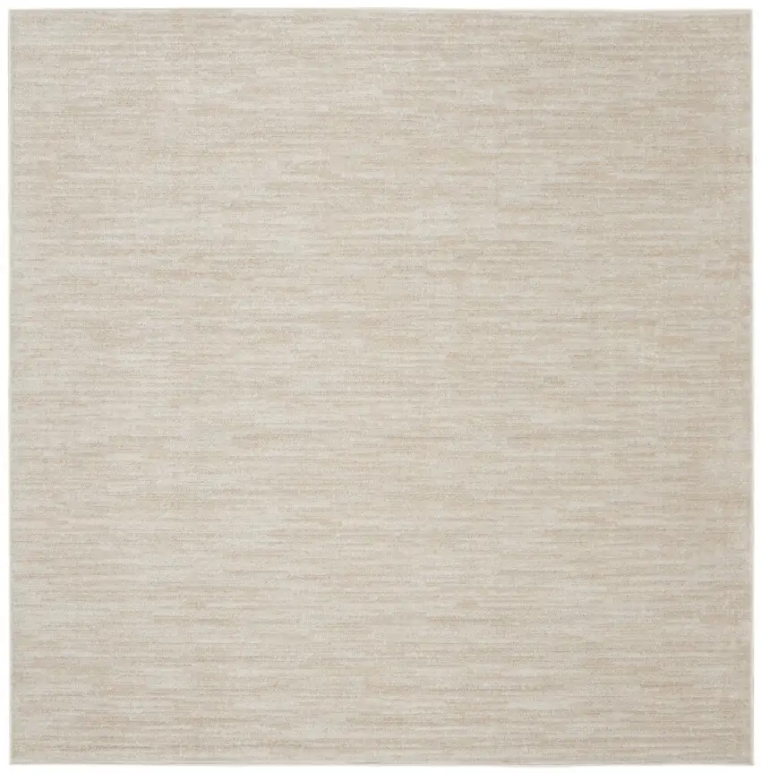 7' X 7' Ivory And Beige Square Non Skid Indoor Outdoor Area Rug Photo 1