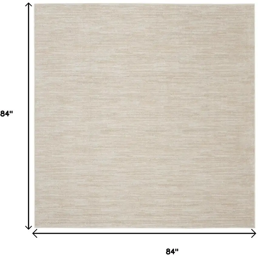7' Beige And Ivory Square Indoor Outdoor Area Rug Photo 3