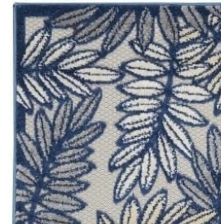 2' X 6' Ivory And Navy Floral Non Skid Indoor Outdoor Runner Rug Photo 3