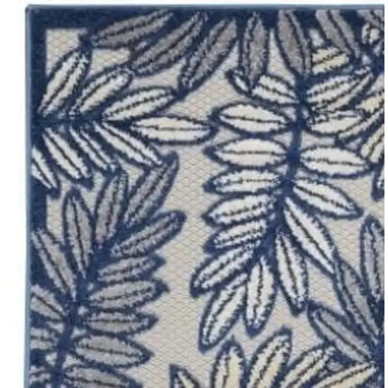2' X 6' Ivory And Navy Floral Non Skid Indoor Outdoor Runner Rug Photo 3