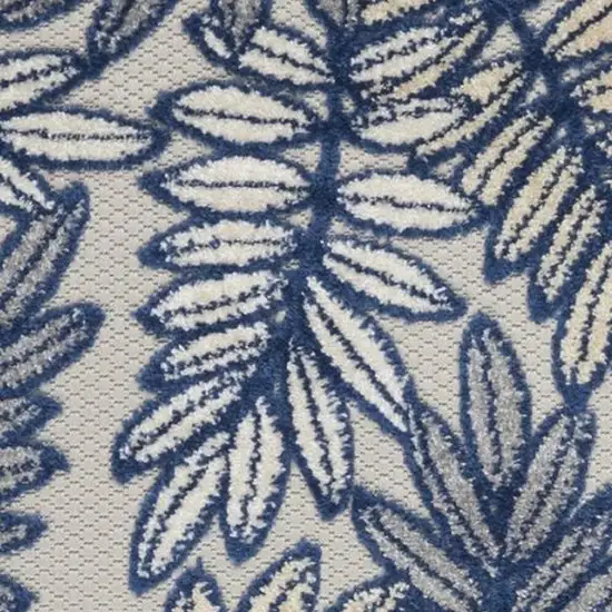 2' X 8' Ivory And Navy Floral Non Skid Indoor Outdoor Runner Rug Photo 4