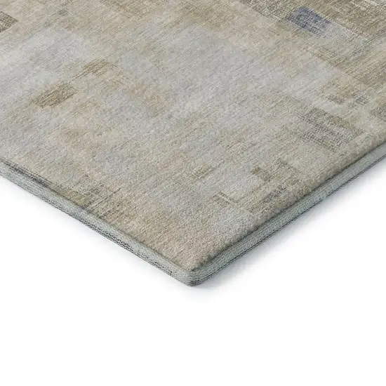 8' X 8' Ivory Beige And Gray Abstract Washable Round Rug With UV Protection Photo 6