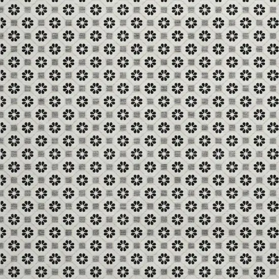 8' X 8' Ivory Black And Gray Geometric Washable Round Rug With UV Protection Photo 2