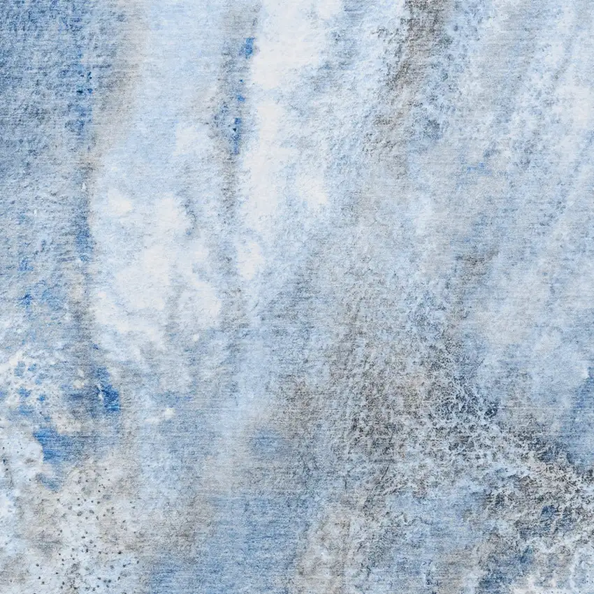 3' X 5' Ivory Blue and Gray Abstract Washable Non Skid Indoor Outdoor Area Rug Photo 6