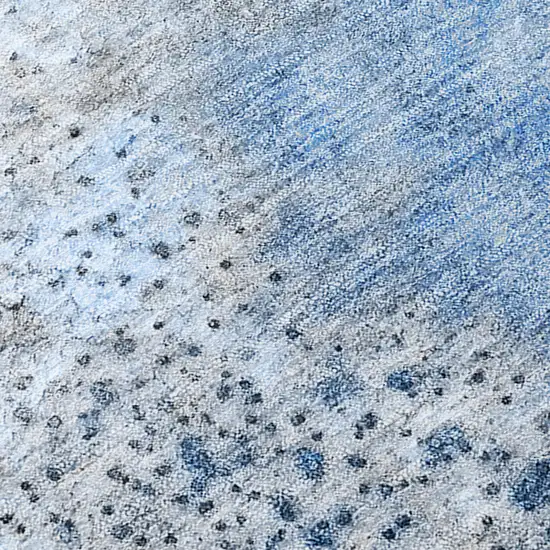 Ivory Blue And Gray Abstract Washable Indoor Outdoor Area Rug Photo 8