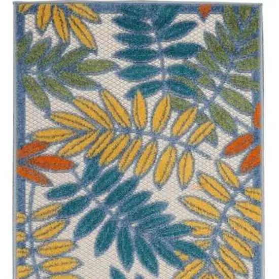 2' X 6' Ivory Floral Non Skid Indoor Outdoor Runner Rug Photo 4