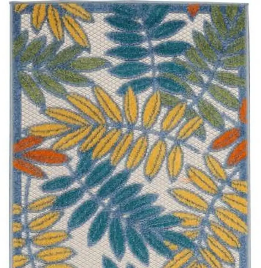 2' X 6' Ivory Floral Non Skid Indoor Outdoor Runner Rug Photo 4