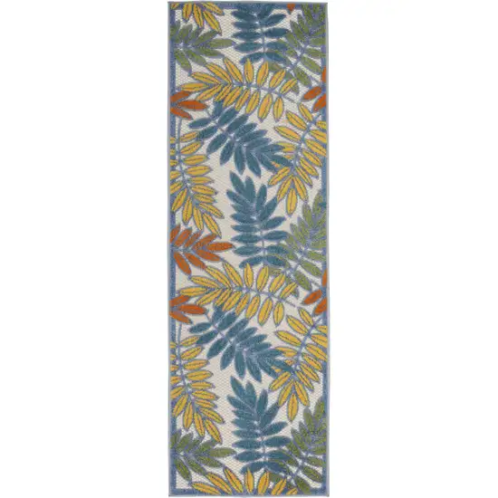 2' X 6' Ivory Floral Non Skid Indoor Outdoor Runner Rug Photo 3