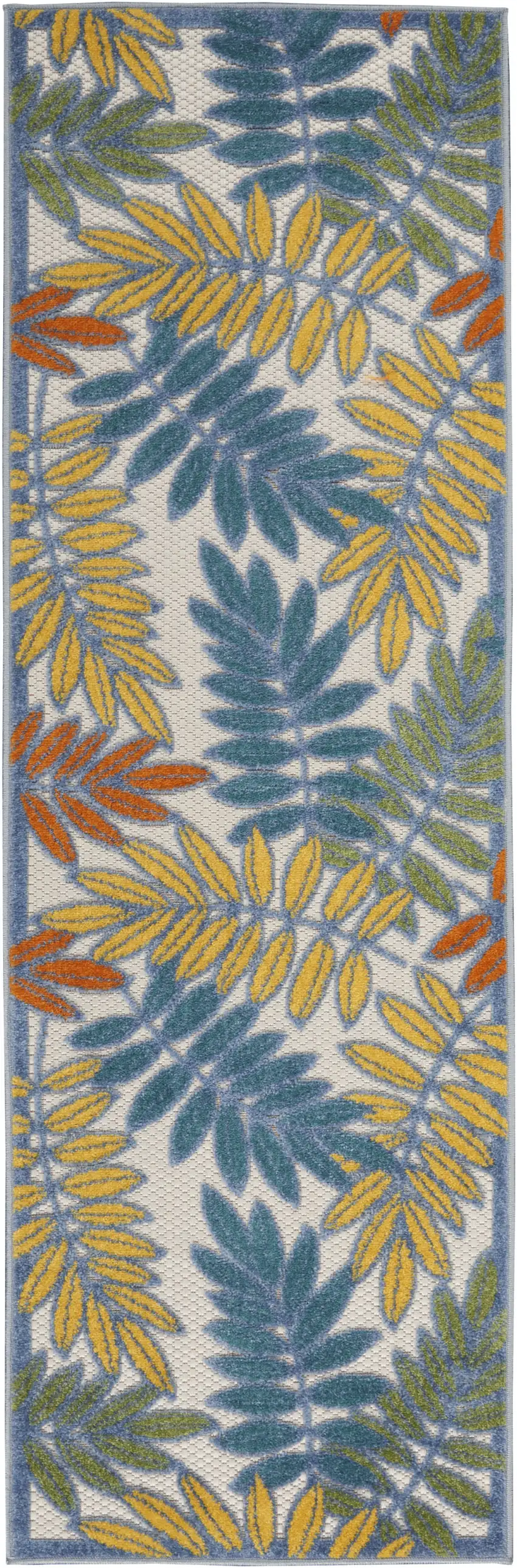 2' X 6' Ivory Floral Non Skid Indoor Outdoor Runner Rug Photo 3