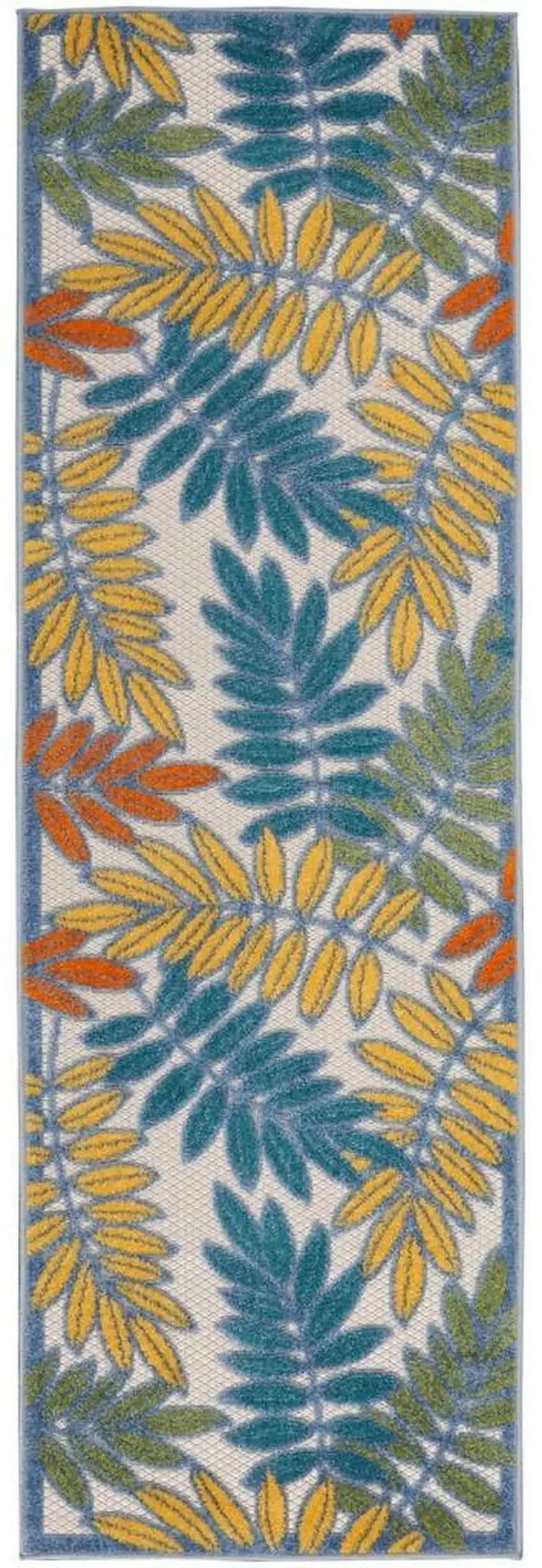 2' X 6' Ivory Floral Non Skid Indoor Outdoor Runner Rug Photo 1